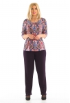 3/4 Sleeve Printed Top With Twist Fabric Neckline